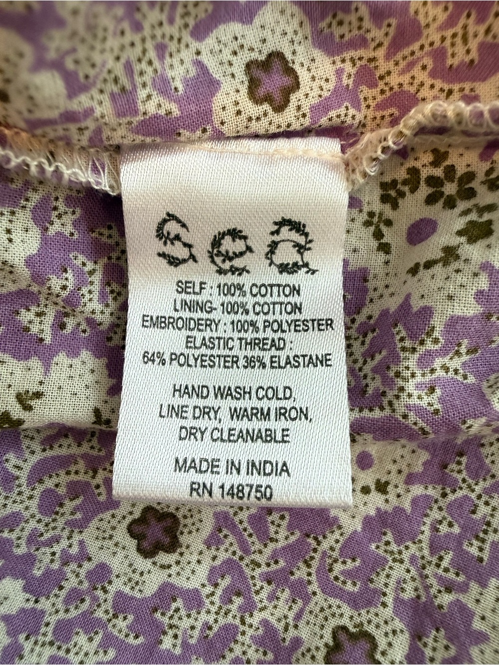Sea New York Ida Floral Smocked Prairie Midi Dress Lilac Large - Picture 10 of 11